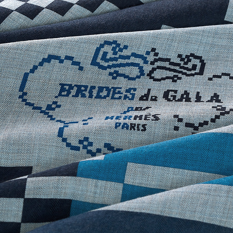 カレH 100 《ブリッド・ドゥ・ガラ・ピクセル》 - ブルー | Hermès